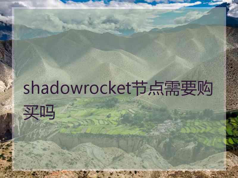 shadowrocket节点需要购买吗