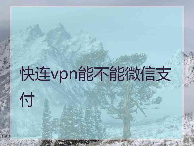 快连vpn能不能微信支付